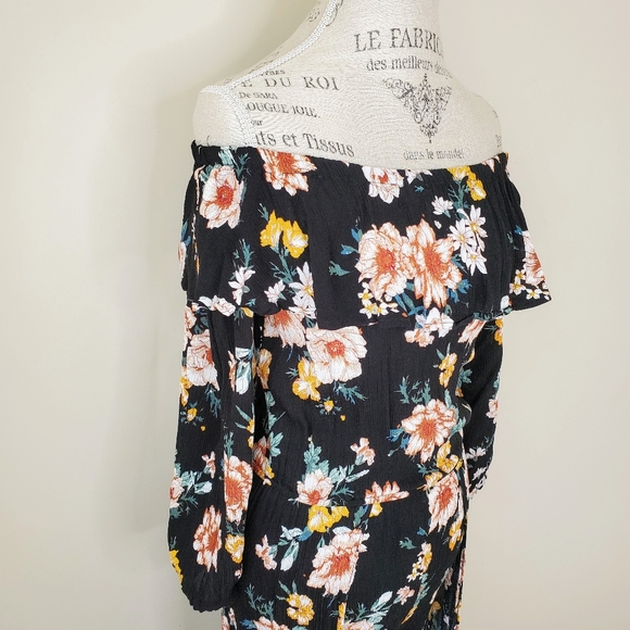 Entro | Black Floral Romper Maxi Skirt - Picture 3 of 8